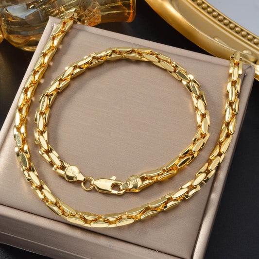 European and American trend new cross square ring buckle chain personalized necklace bracelet thick chain two-piece set cross-border jewelry