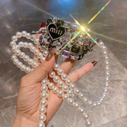 Diamond-encrusted mobile phone back clip Crossbody lanyard Adjustable length Mobile phone chain Lanyard clip Back clip Xiaoxiangfeng metal