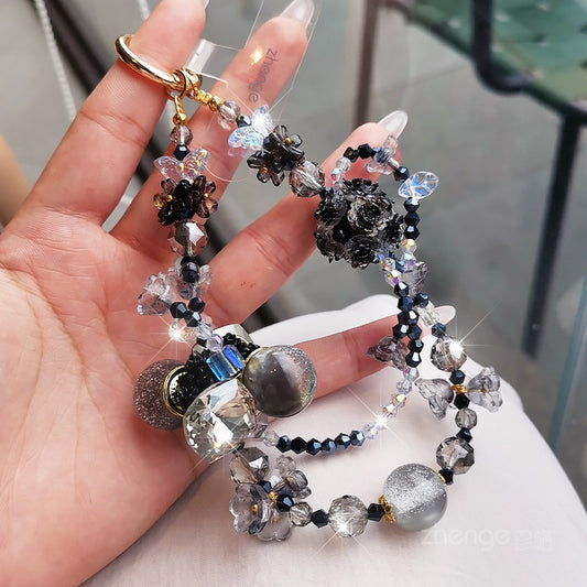 Mobile phone chain pendant, wrist rope, women's exquisite handmade high-end sense beaded chain jewelry, short outdoor travel shopping