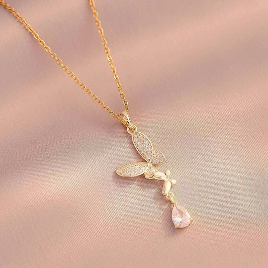 Butterfly Necklace Women's Summer 2022 New Light Luxury Niche Design Sense Premium Clavicle Chain Tassel Zircon Pendant