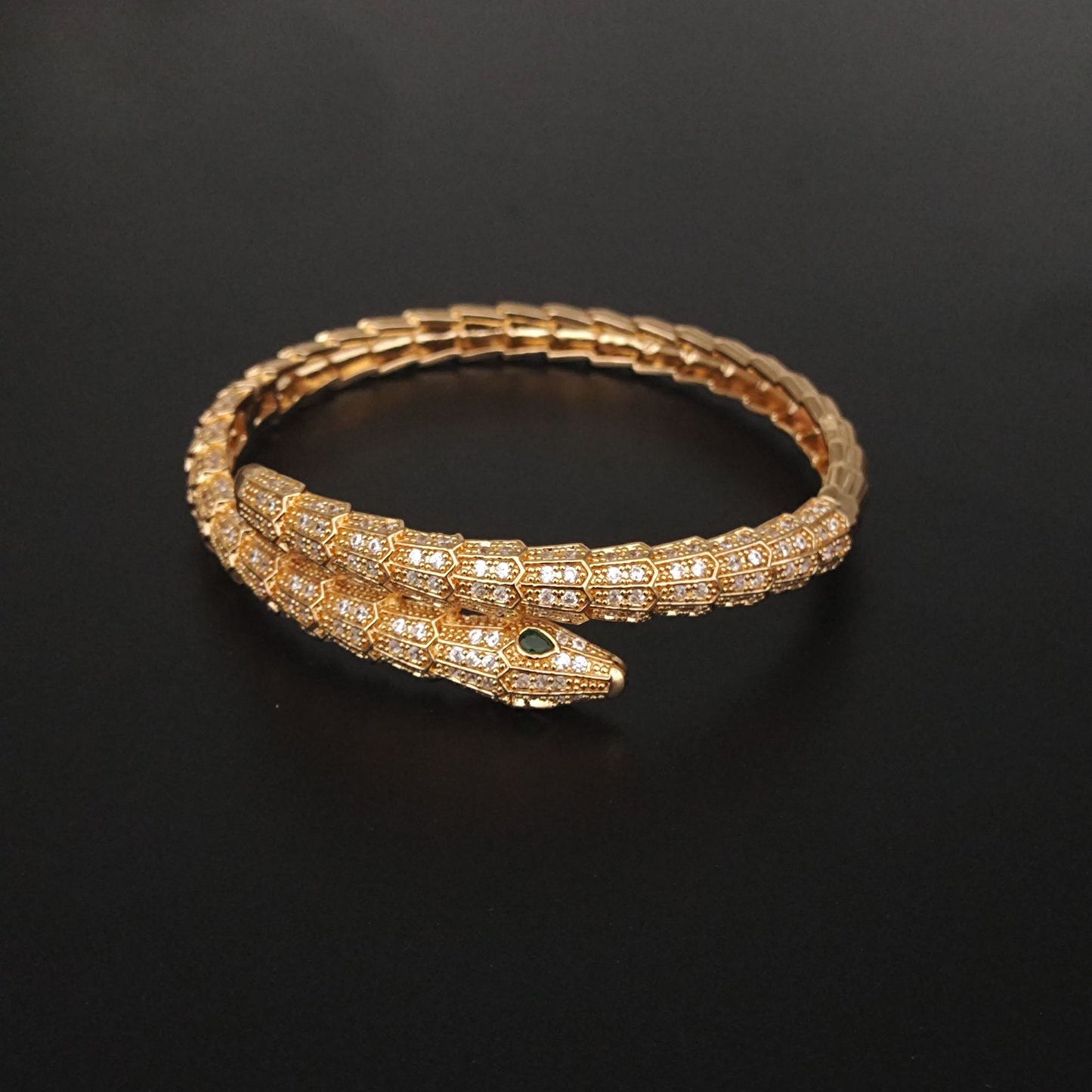 Snake full diamond bracelet women's high-end sense light luxury round simple high version jewelry light luxury niche exquisite copper gold-plated