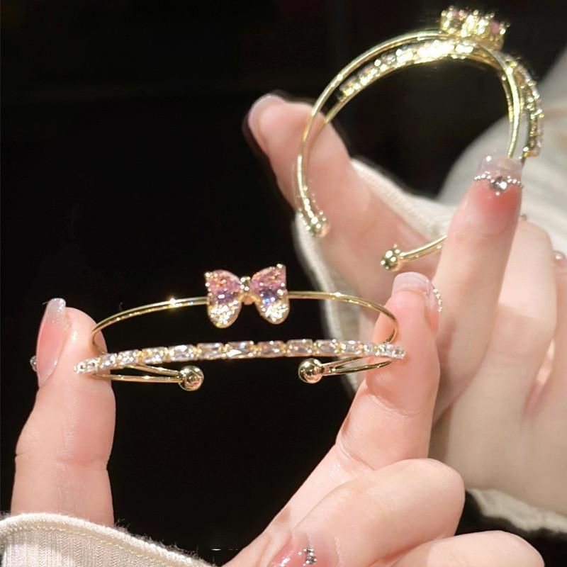 European and American retro zircon grid bracelet light luxury high-end niche bracelet fashion exquisite temperament versatile jewelry women
