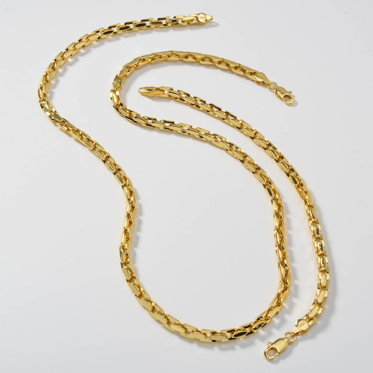 European and American trend new cross square ring buckle chain personalized necklace bracelet thick chain two-piece set cross-border jewelry