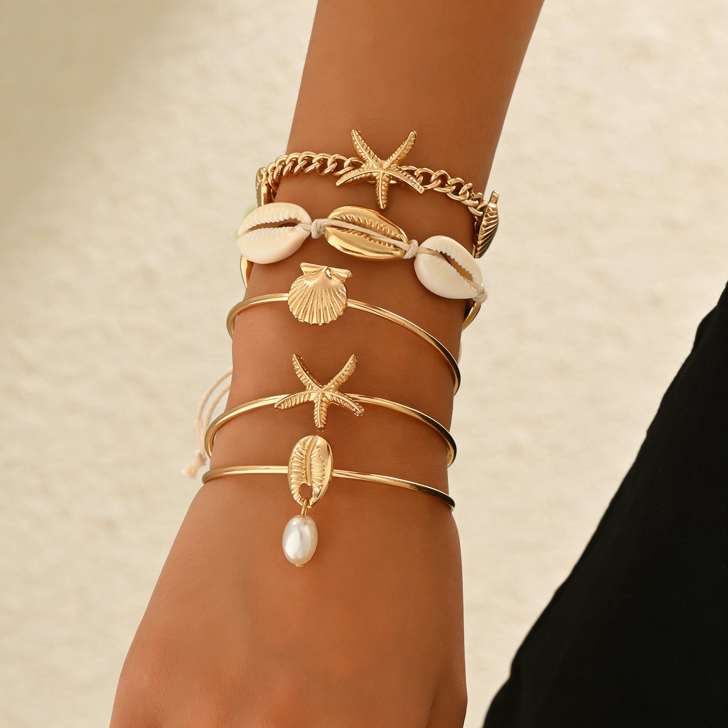 European and American cross-border jewelry, rhombus twist smooth bracelet 5-piece set mixed and matched irregular punk bracelet set wholesale