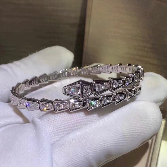 Snake full diamond bracelet women's high-end sense light luxury round simple high version jewelry light luxury niche exquisite copper gold-plated