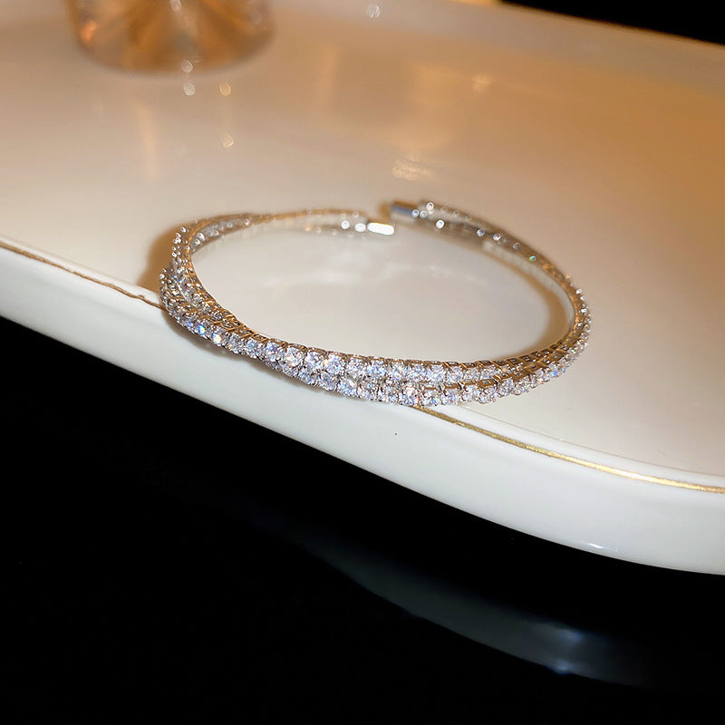 European and American retro zircon grid bracelet light luxury high-end niche bracelet fashion exquisite temperament versatile jewelry women