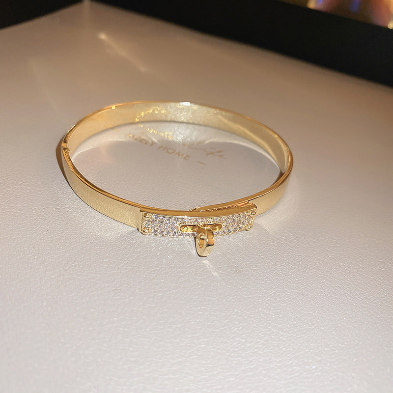 European and American retro zircon grid bracelet light luxury high-end niche bracelet fashion exquisite temperament versatile jewelry women