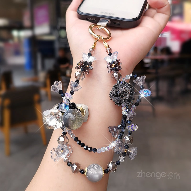 Mobile phone chain pendant, wrist rope, women's exquisite handmade high-end sense beaded chain jewelry, short outdoor travel shopping