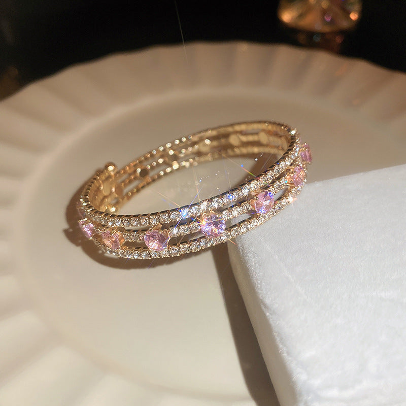 European and American retro zircon grid bracelet light luxury high-end niche bracelet fashion exquisite temperament versatile jewelry women