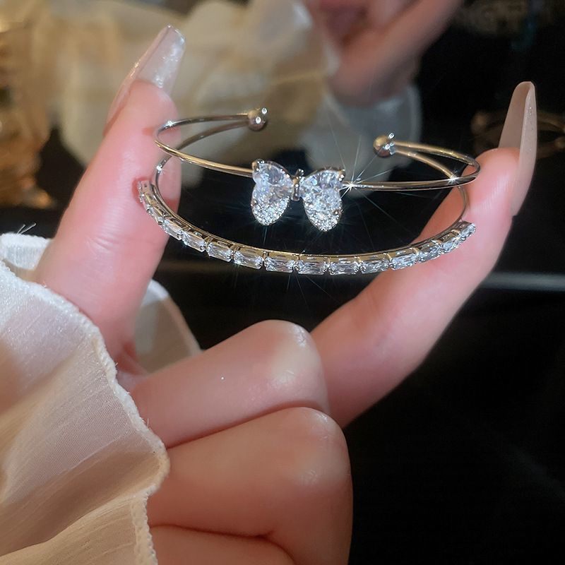 European and American retro zircon grid bracelet light luxury high-end niche bracelet fashion exquisite temperament versatile jewelry women