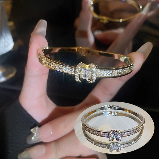 Titanium steel light luxury high-end sense micro-inlaid zircon stainless steel bracelet fashion temperament bracelet niche versatile jewelry wholesale