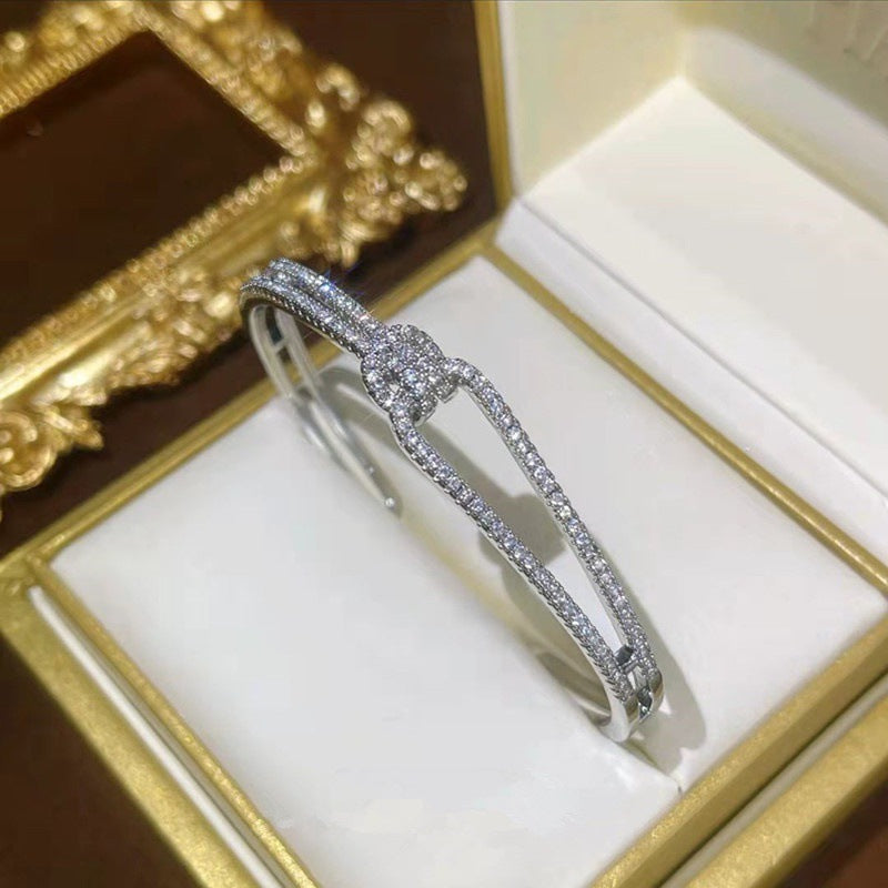 European and American retro zircon grid bracelet light luxury high-end niche bracelet fashion exquisite temperament versatile jewelry women