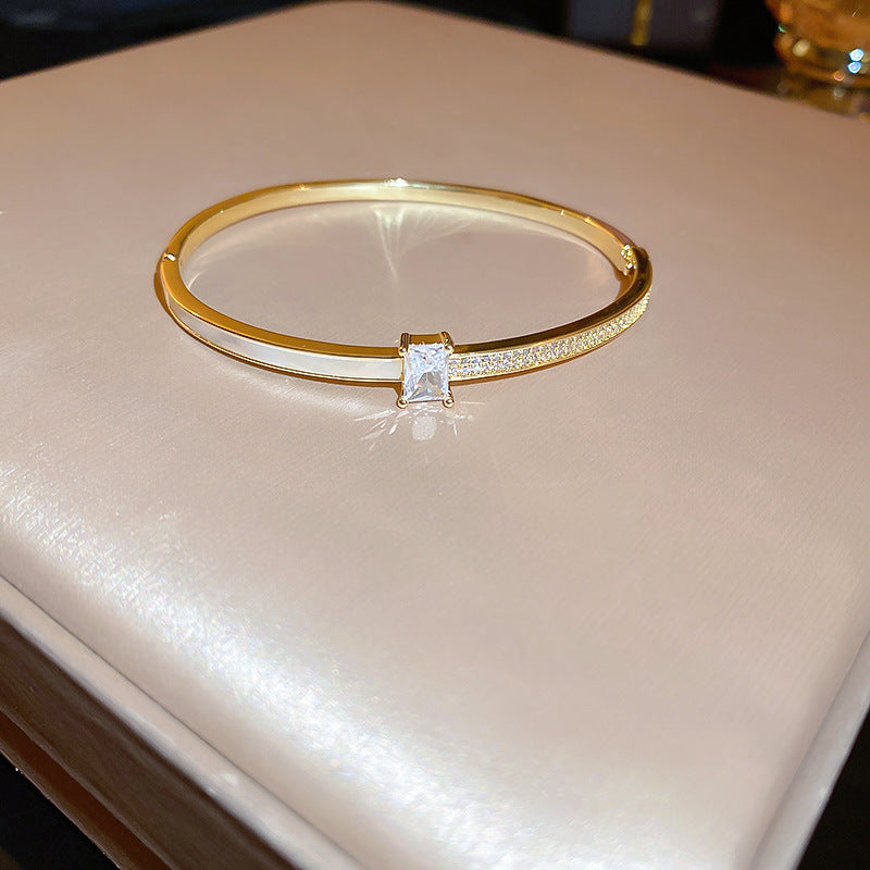 European and American retro zircon grid bracelet light luxury high-end niche bracelet fashion exquisite temperament versatile jewelry women