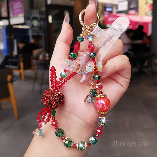 Mobile phone chain pendant, wrist rope, women's exquisite handmade high-end sense beaded chain jewelry, short outdoor travel shopping