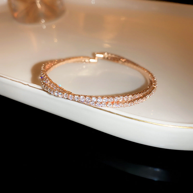 European and American retro zircon grid bracelet light luxury high-end niche bracelet fashion exquisite temperament versatile jewelry women