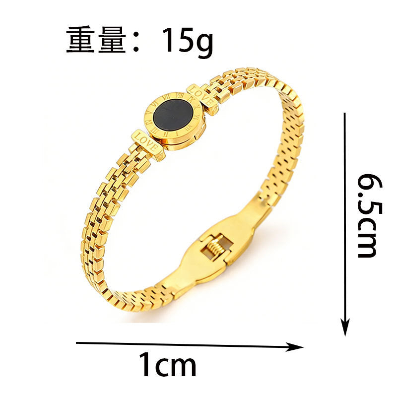 Light luxury niche high-end sense gold titanium steel bracelet female couple plain ring bracelet bracelet bracelet does not fade trendy jewelry