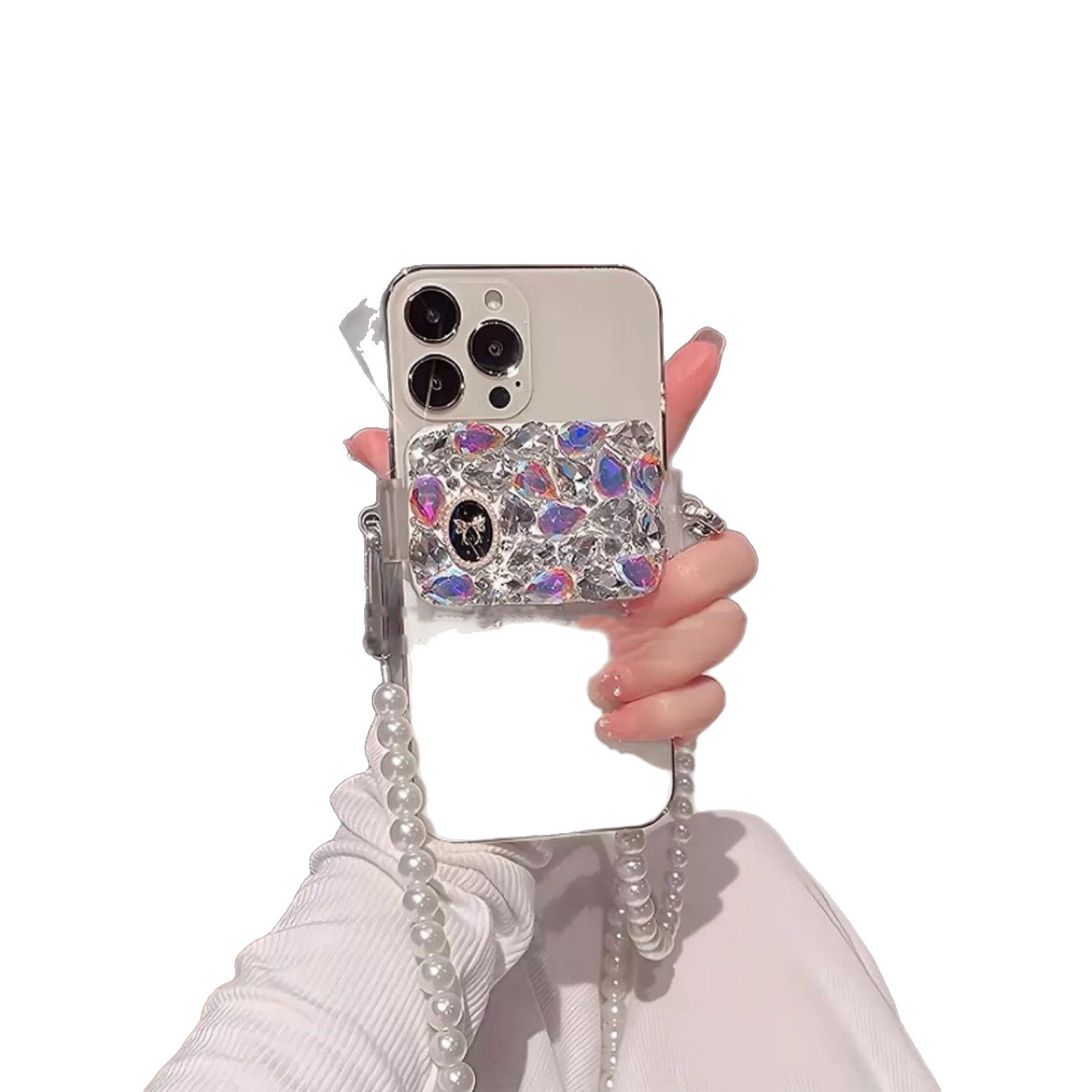 Diamond-encrusted mobile phone back clip Crossbody lanyard Adjustable length Mobile phone chain Lanyard clip Back clip Xiaoxiangfeng metal