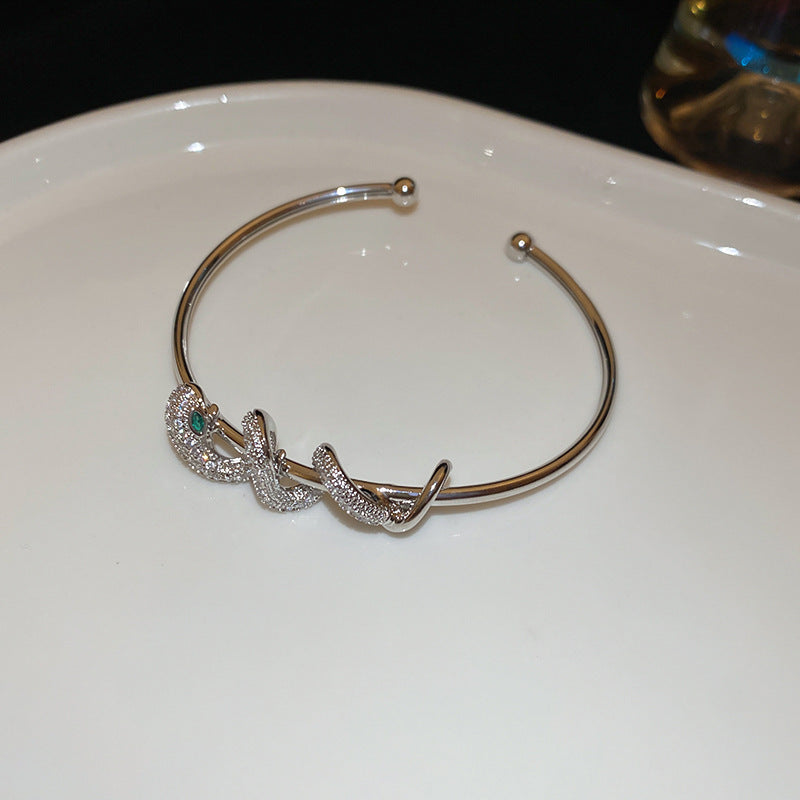Diamond-encrusted titanium steel simple fashion bracelet European and American retro fashion temperament versatile bracelet light luxury high-end jewelry women