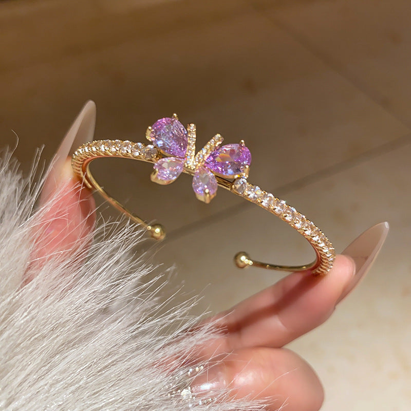 Diamond-encrusted titanium steel simple fashion bracelet European and American retro fashion temperament versatile bracelet light luxury high-end jewelry women