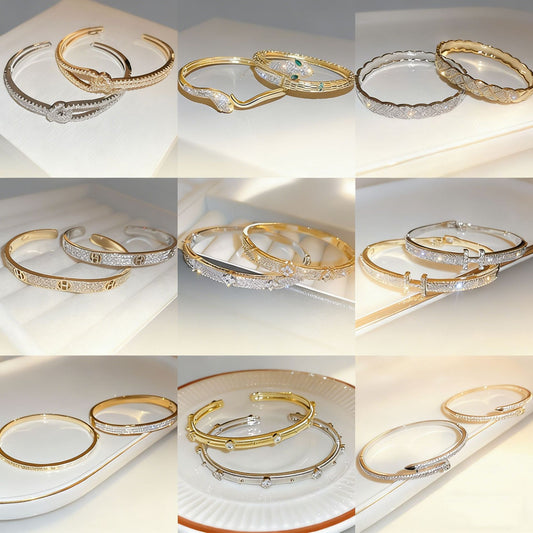 Diamond-encrusted titanium steel simple fashion bracelet European and American retro fashion temperament versatile bracelet light luxury high-end jewelry women