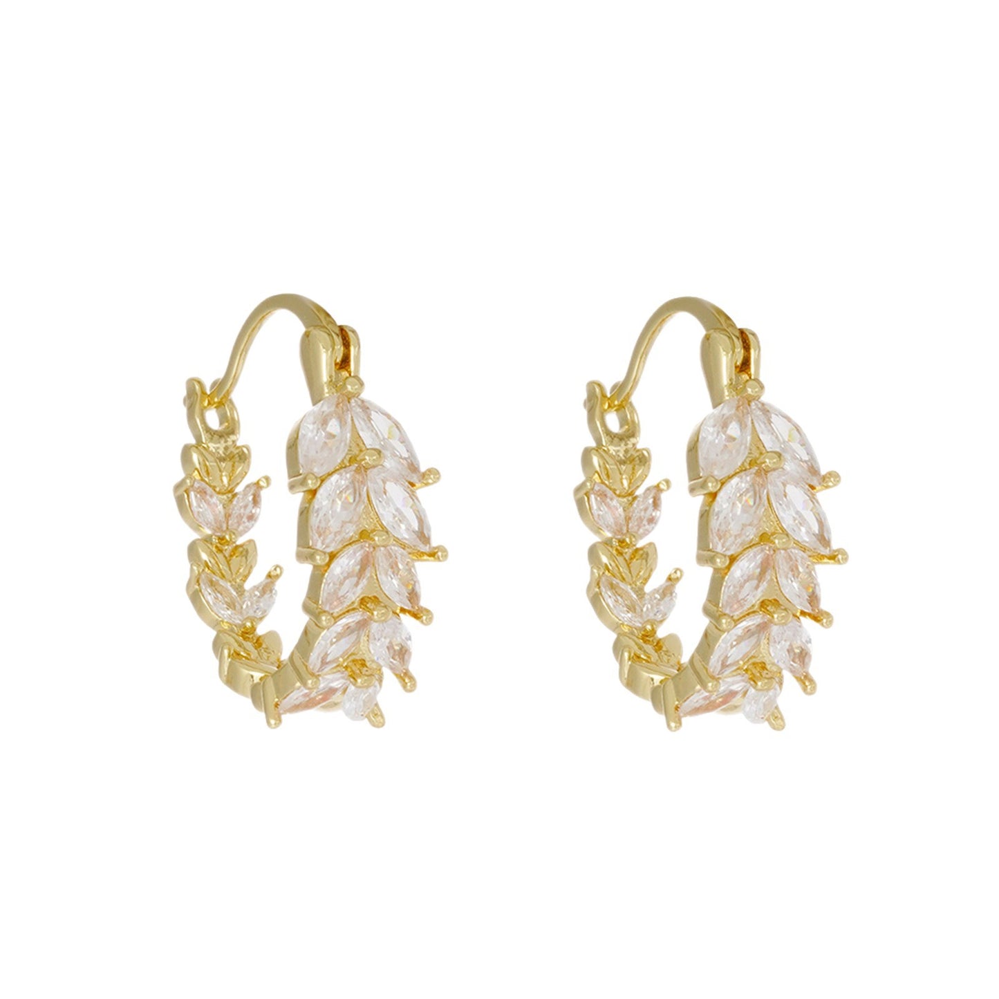 French light luxury zircon wheat ears ring ear buckle femininity niche design fashionable exquisite high sense atmospheric earrings