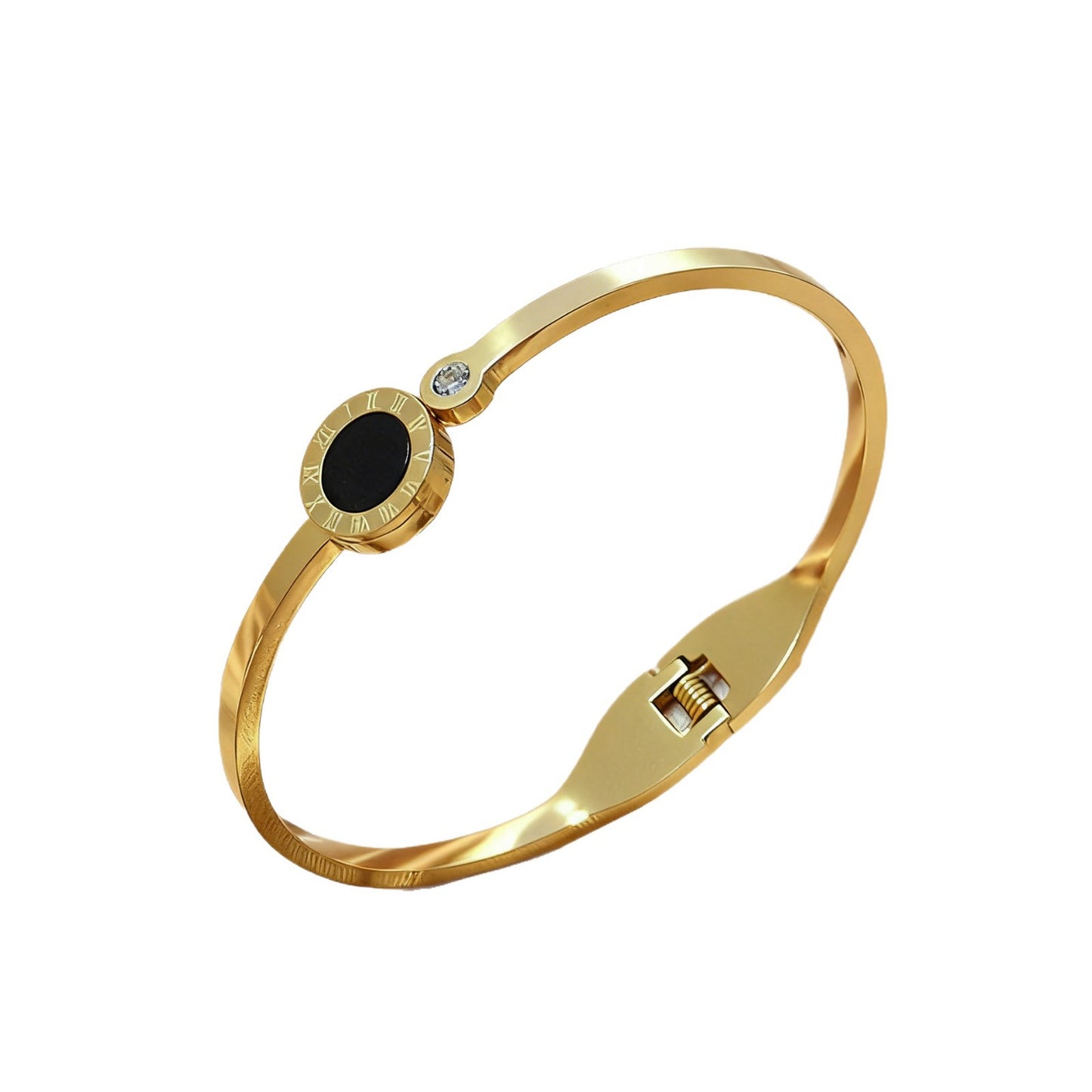 Open black shell cross-border Xiyin light luxury couple titanium steel Roman numerals bracelet female versatile non-fading jewelry bracelet