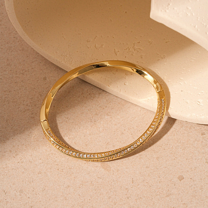 European and American retro zircon grid bracelet light luxury high-end niche bracelet fashion exquisite temperament versatile jewelry women