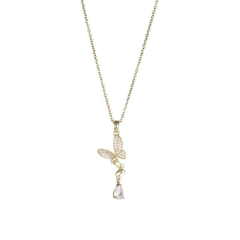 Butterfly Necklace Women's Summer 2022 New Light Luxury Niche Design Sense Premium Clavicle Chain Tassel Zircon Pendant