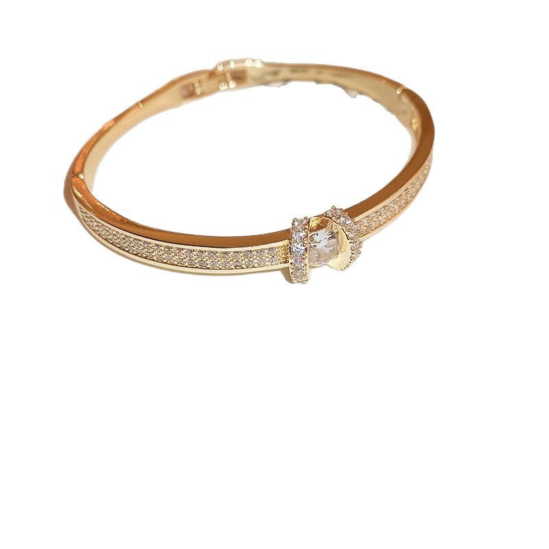 Titanium steel light luxury high-end sense micro-inlaid zircon stainless steel bracelet fashion temperament bracelet niche versatile jewelry wholesale