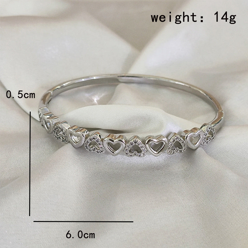 European and American niche super flash zircon letter buckle bracelet high-end temperament bracelet light luxury simple style versatile bracelet