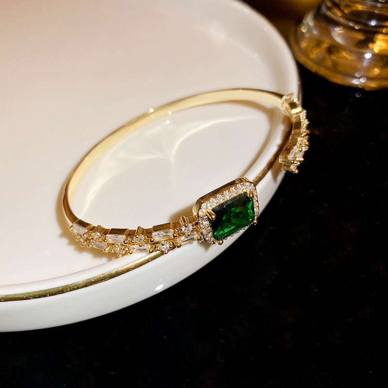 European and American retro zircon grid bracelet light luxury high-end niche bracelet fashion exquisite temperament versatile jewelry women