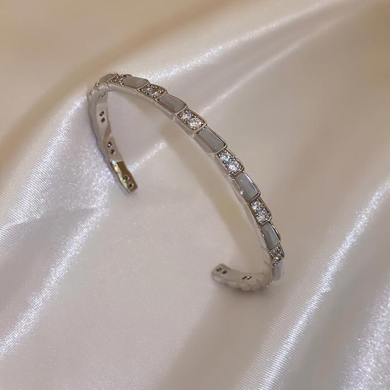 Kajia version of opal snake bone bracelet niche design adjustable opening bracelet slightly inlaid with zircon snake bracelet