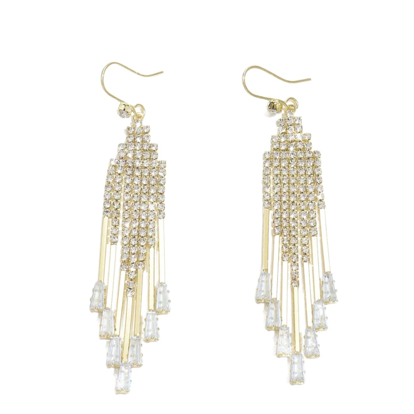Long earrings, high-end fashion and luxury, slightly inlaid with diamond tassel earrings, women's personality exaggerated Internet celebrity banquet earrings