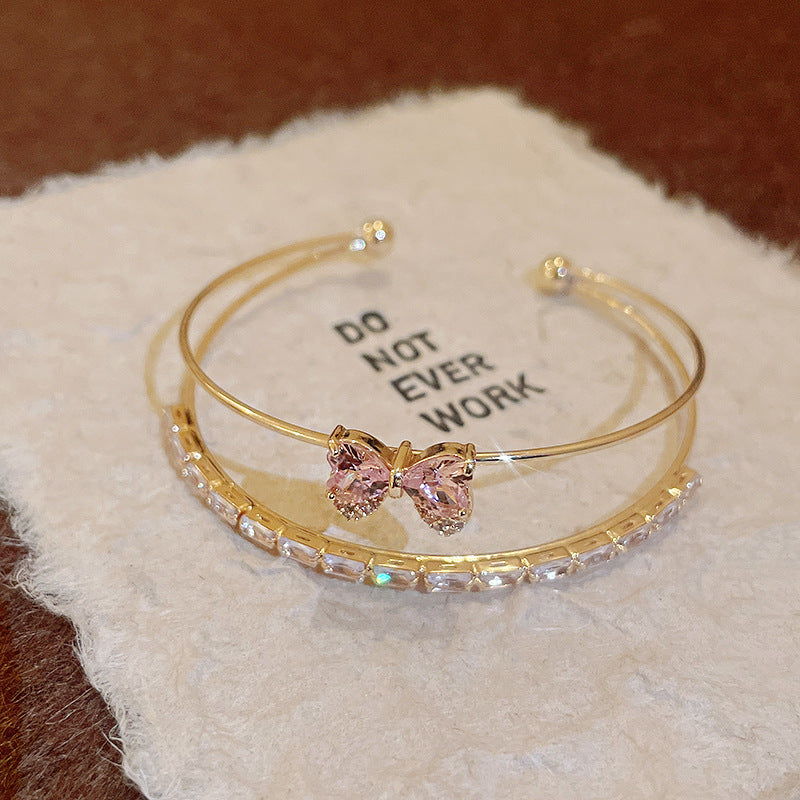 European and American retro zircon grid bracelet light luxury high-end niche bracelet fashion exquisite temperament versatile jewelry women