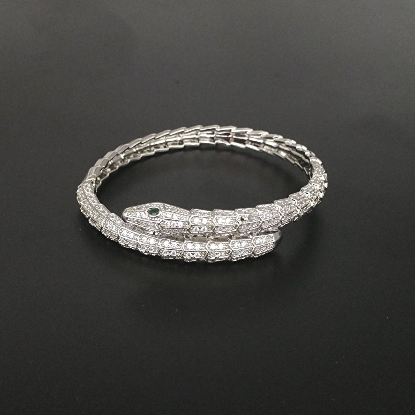 Snake full diamond bracelet women's high-end sense light luxury round simple high version jewelry light luxury niche exquisite copper gold-plated