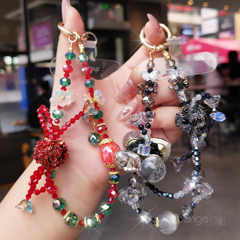 Mobile phone chain pendant, wrist rope, women's exquisite handmade high-end sense beaded chain jewelry, short outdoor travel shopping